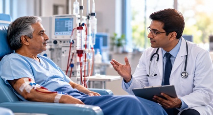 Doctor discussing kidney dialysis with patient