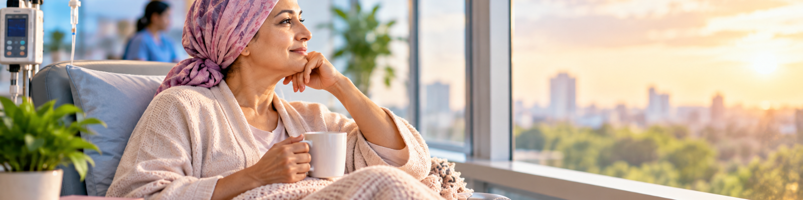 Woman receiving supportive care during gynaecological cancer treatment