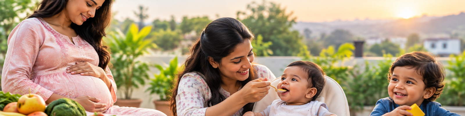 Indian mother and baby with healthy nutrition during the first 1000 days