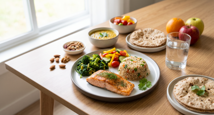 Heart-healthy diet with fresh nutritious foods