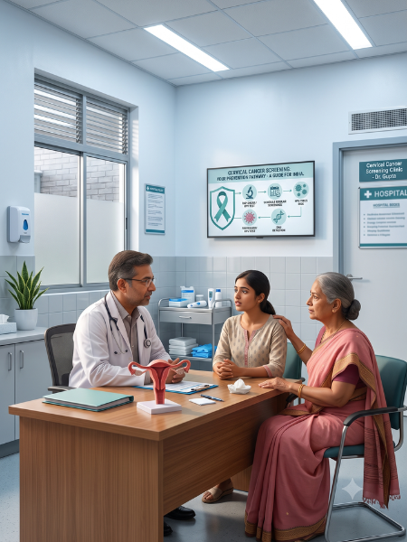  Female doctor explaining cervical cancer screening to a patient