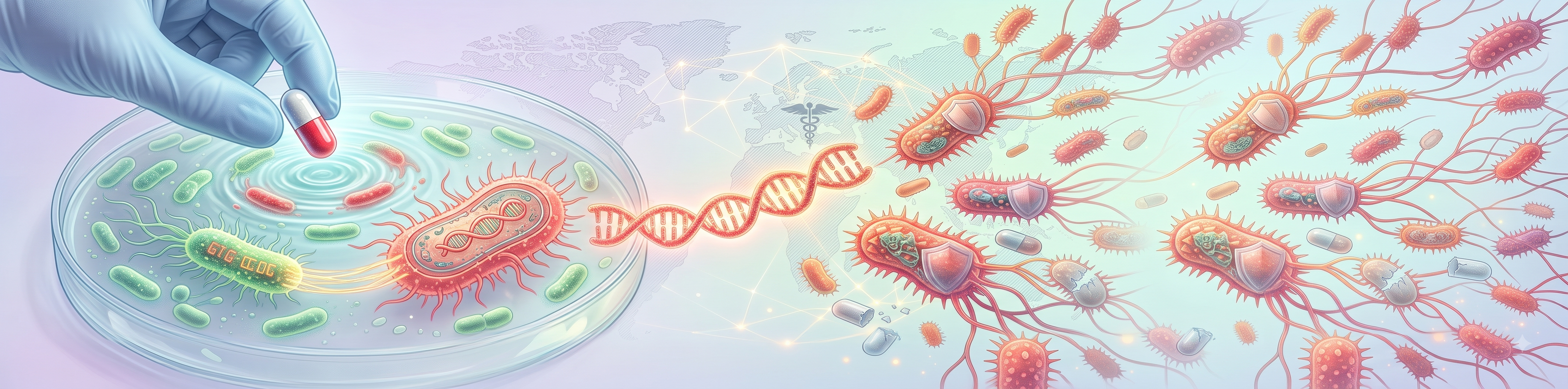 Antibiotic resistance causes showing bacteria surviving antibiotic treatment
