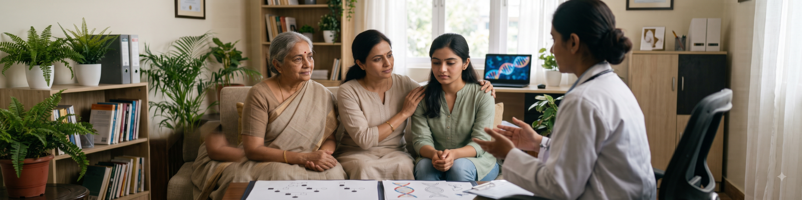 Doctor discussing breast cancer genetic testing with a patient