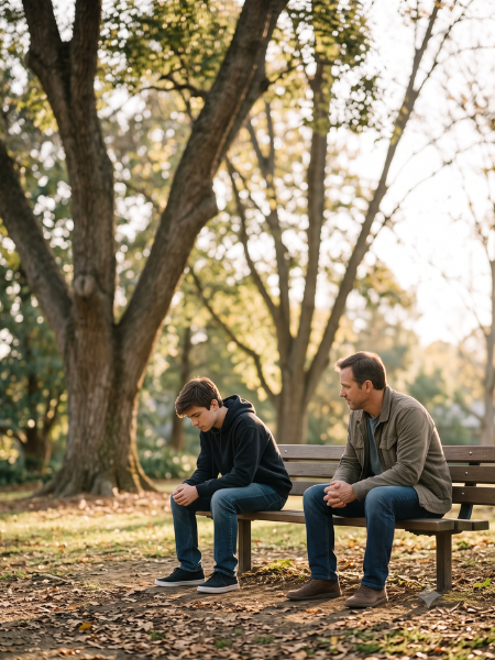 Parent supporting a teenager with mental health concerns