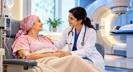 Gynaecological cancer treatment with chemotherapy and supportive hospital care