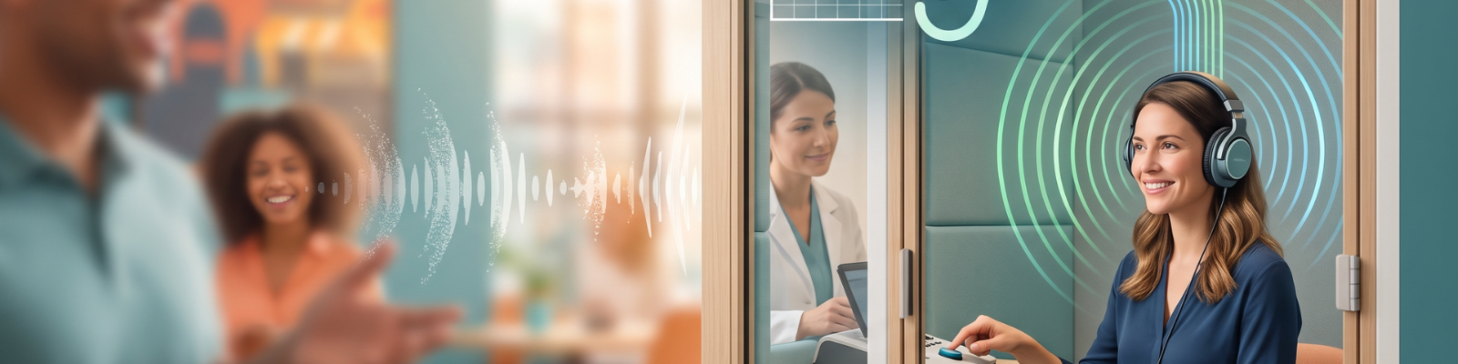 Audiometry hearing test performed in an audiology clinic